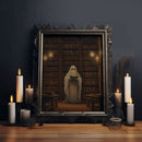 The Spooky Bookshop, Spooky Ghost, Fine Art Print, Halloween Wall Art, Fall Artwork, Halloween, Spooky Haunted Library, White Sheet Ghost