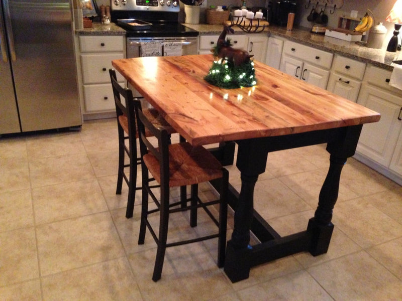 Kitchen island butcher block table - Modern mid century wood kitchen island - Bohemian kitchen dining table