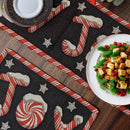 DaDa Bedding Peppermint Joy Red Black Holiday Tapestry Dining Table Runner (12904)