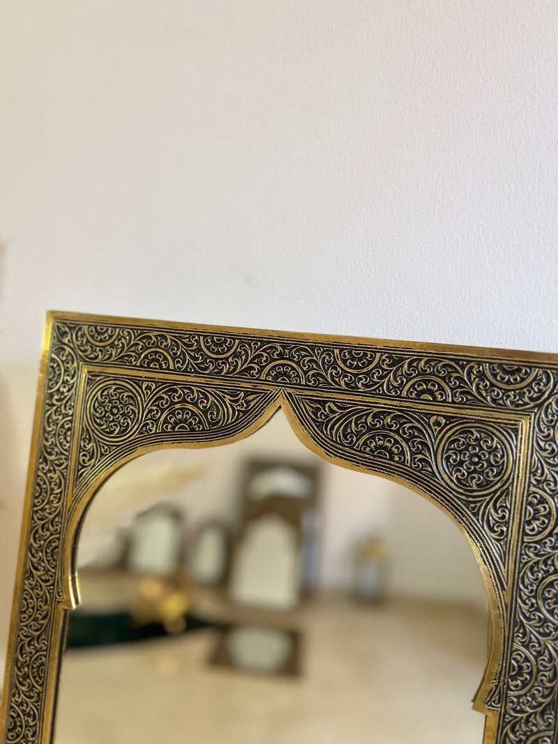 Moroccan Engraved Brass Wall Mirror
