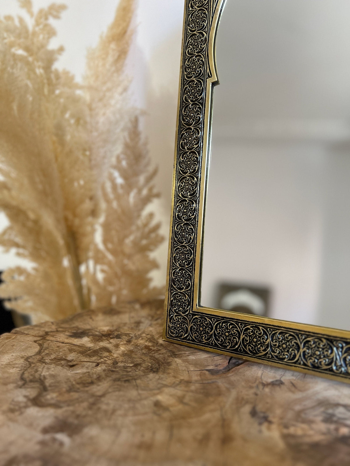 Moroccan Gold Brass Wall Mirror, photo 3 of 7