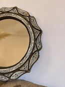 Moroccan Mirror - White Bone Inlay Round Mirror