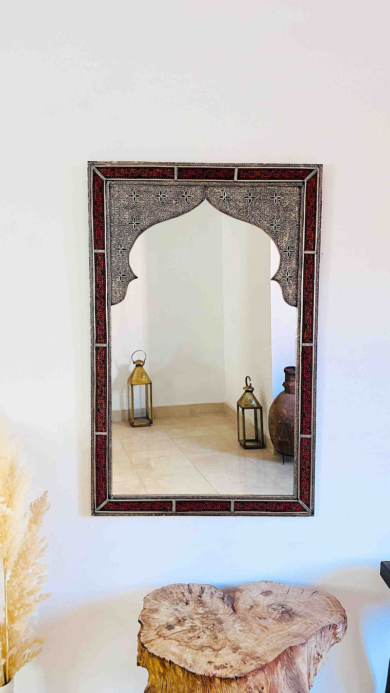 Handmade Moroccan Mirror - Engraved Yellow Frame Mirror