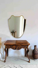 Italian Shield Silver Brass Wall Mirror