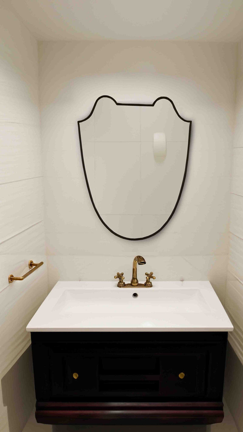 Black Brass Italian Shield Wall Mirror