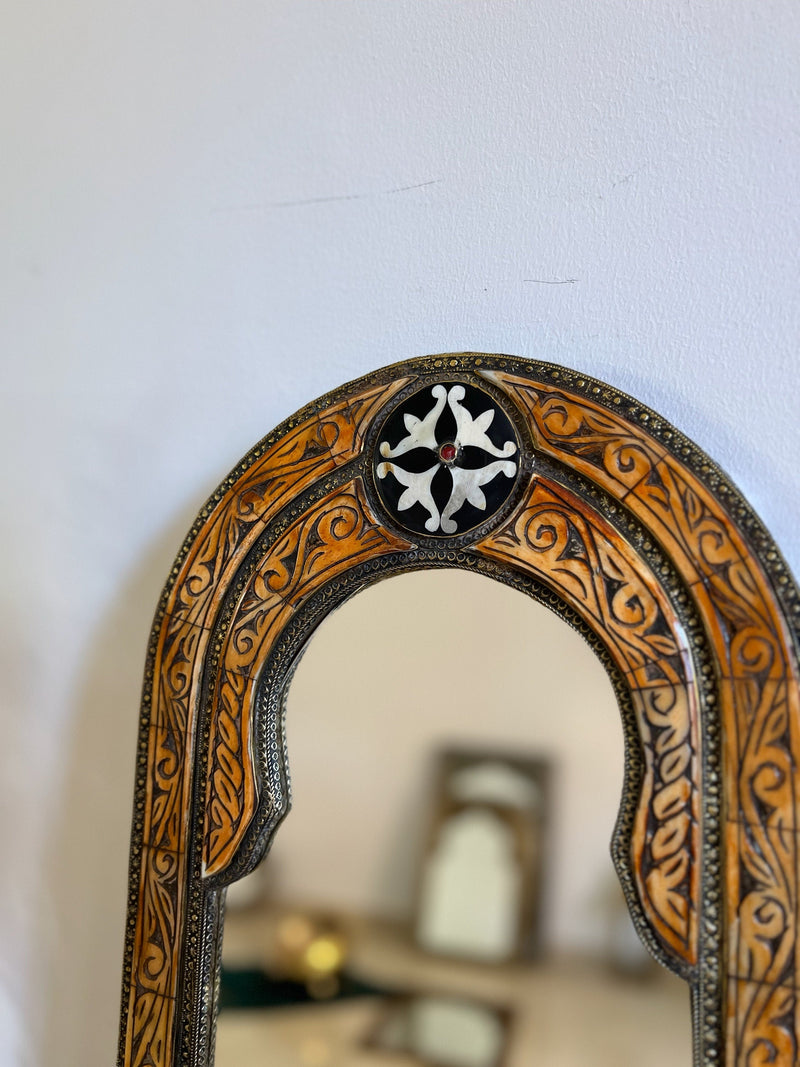 Vintage Moroccan Arch Mirror - Bone Inlay Antique Mirror