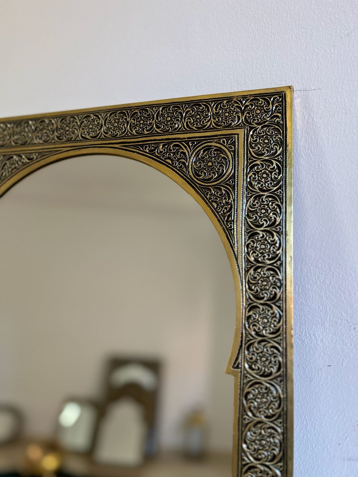 Moroccan Gold Brass Wall Mirror, photo 4 of 7