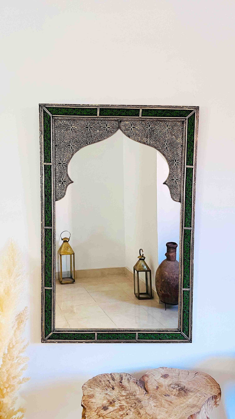 Handmade Moroccan Mirror - Engraved Yellow Frame Mirror