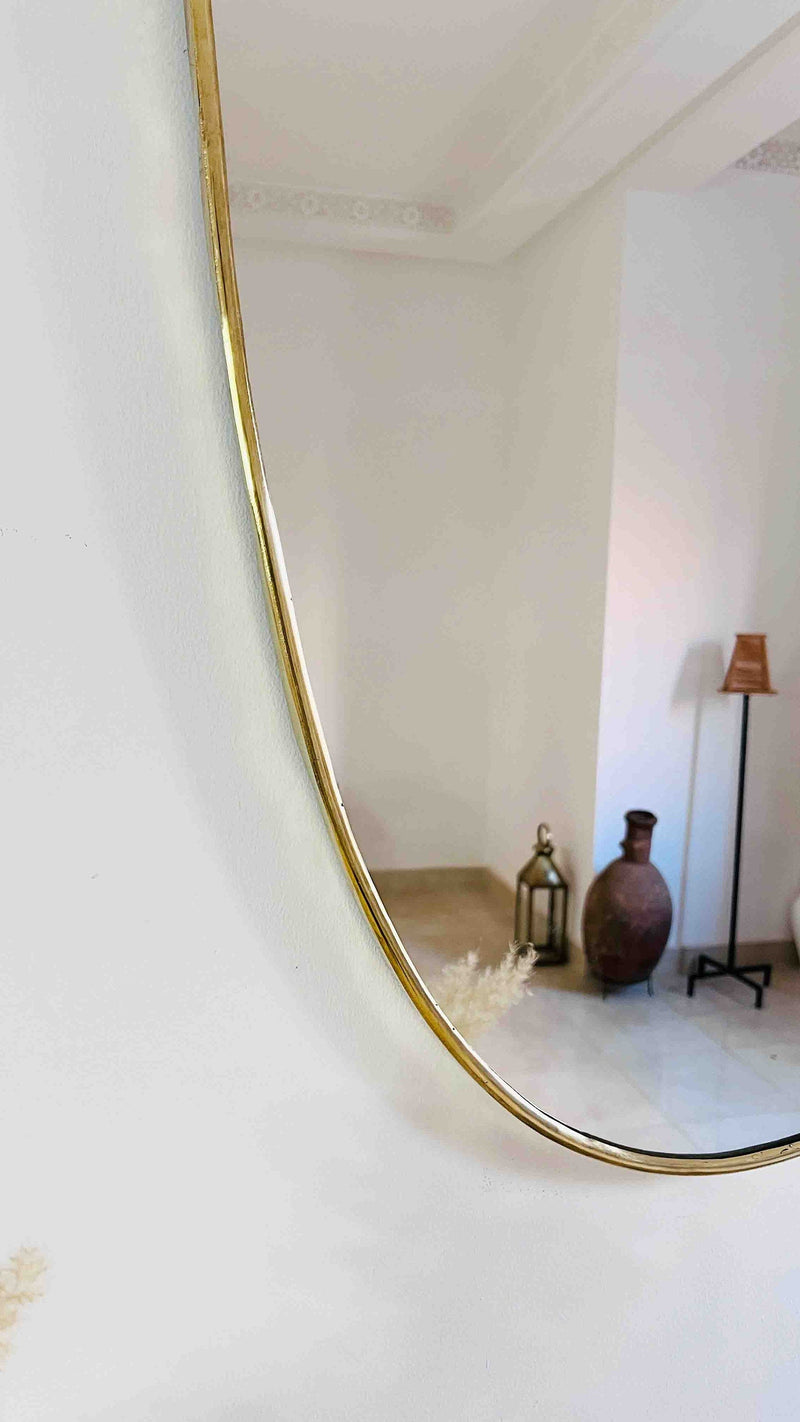 Antique Brass Italian Shield Mirror - Luxurious Bathroom  Living Room Mirror