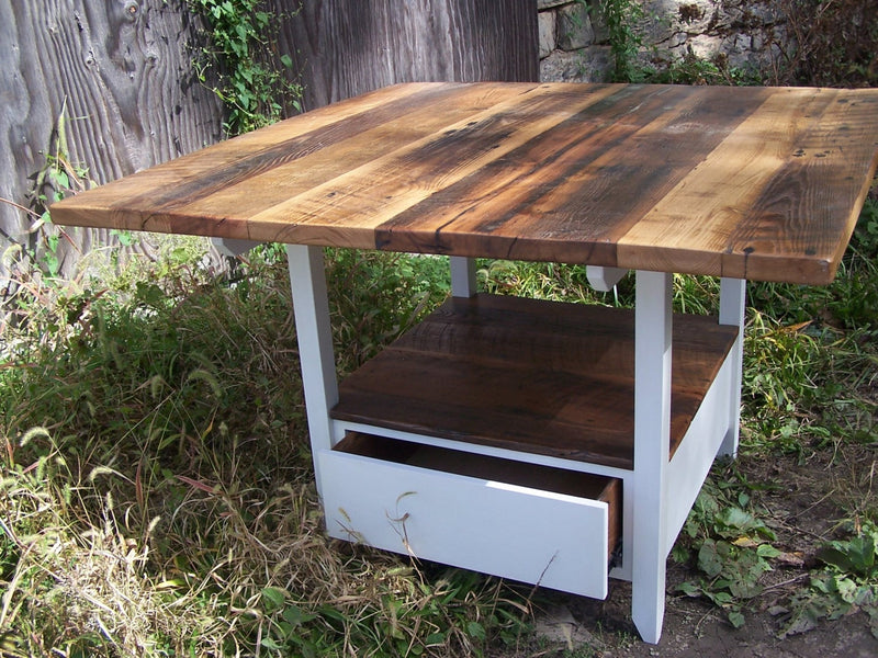 Reclaimed Wood Kitchen Island, Wood Island Base, Wood Butcher Block, Solid Wood Island, Storage Kitchen Table, Kitchen Table With Drawers