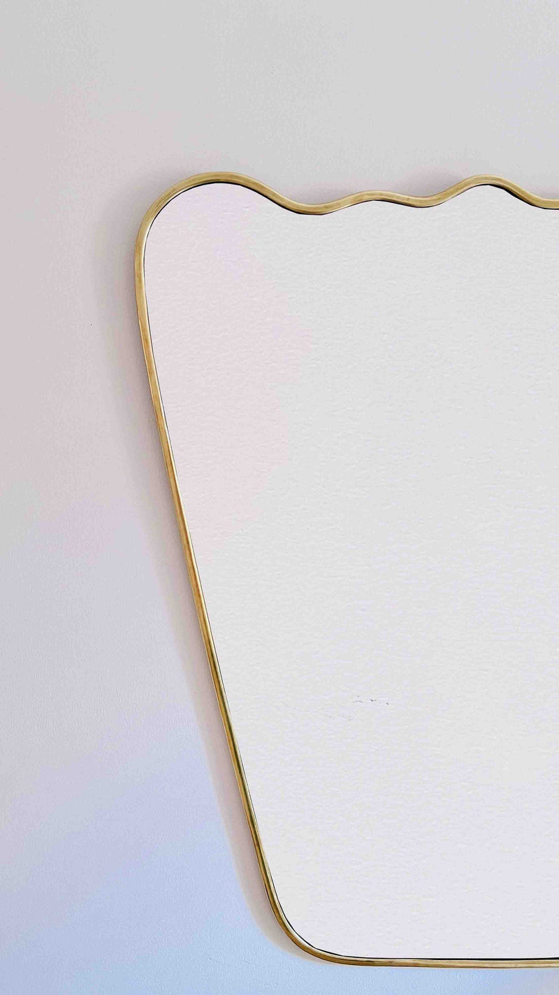 Italian Wavy Brass Mirror - Antique Metal Frame Mirror