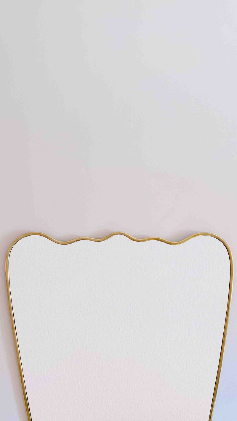 Italian Wavy Brass Mirror - Antique Metal Frame Mirror
