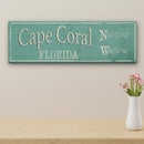Personalized Rustic City Town Canvas Sign with Latitude Longitude Coordinates