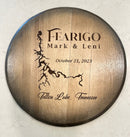 Custom made Bourbon Barrel Bistro/Pub Table Table with glass insert- Custom designed laser engraving available