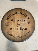 Custom made Bourbon Barrel Bistro/Pub Table Table with glass insert- Custom designed laser engraving available