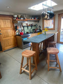 Oak Barstool, Counter Height Stool, Reclaimed Wood Tractor Seat Stool, Backless Bar Stool, Scooped Seat Kitchen Stool