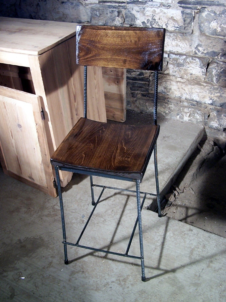 Bar stools with backs counter height - Industrial counter stools with backs - Reclaimed counter height bar stools