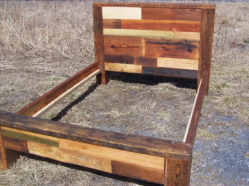 PATCHWORK King Bed, Rustic Queen Bed Frame, Reclaimed Wood Bed, California King Bed Frame,Farmhouse Bed Platform, Solid Bed