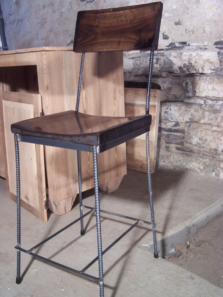 Bar stools with backs counter height - Industrial counter stools with backs - Reclaimed counter height bar stools