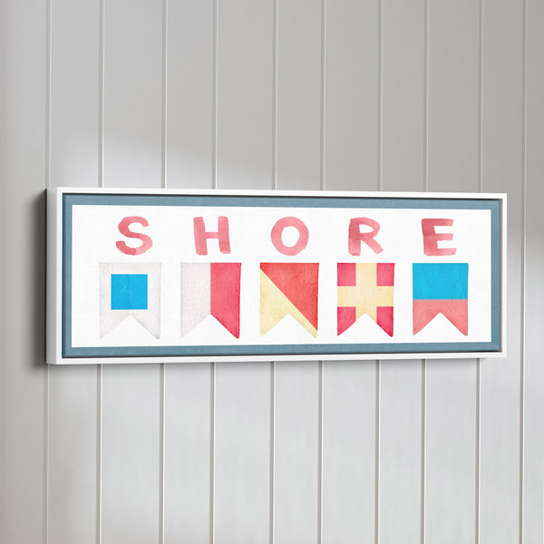 Framed Shore House Sign - Nautical Flag Canvas Coastal Wall Decor, photo 2 of 8