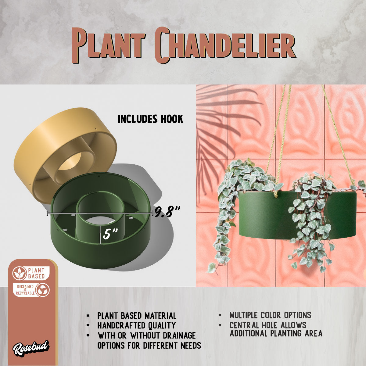 Hanging Chandelier Planter with Drainage, photo 2 of 10