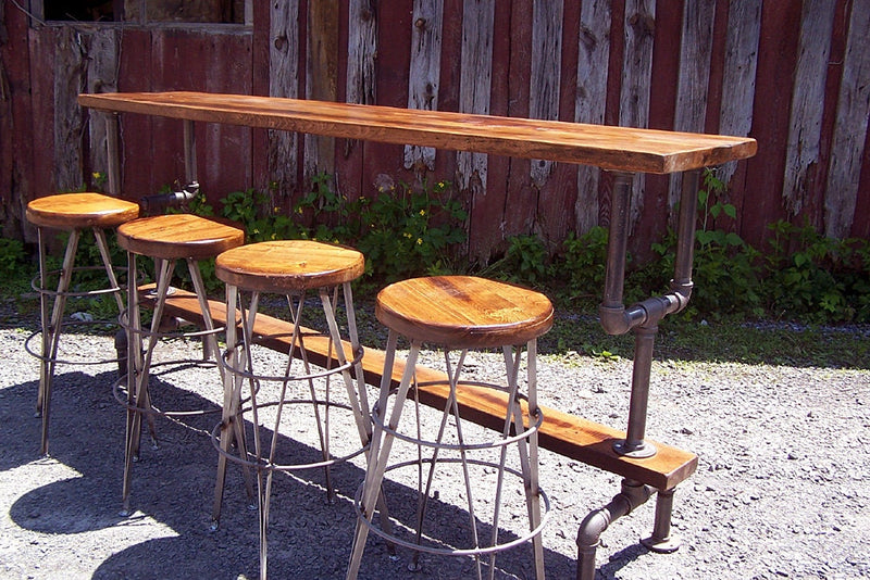 Bar Height Table, Industrial Bar Table, Reclaimed Barnwood Table, Wood Table, Metal Pipe Table, Kitchen Island Table