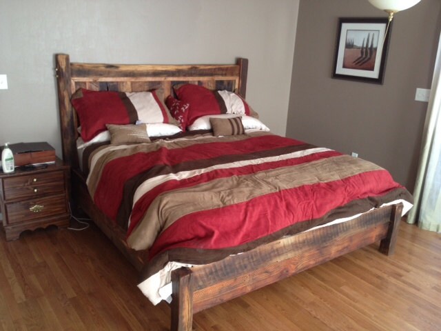 Rеclaimed Wood Bed Frame, Solid Oak Bed Frame, King Size Bed Frame, Bedroom Furniture, Farmhouse Bed Frame, Rustic Bed, Queen Bed Frame