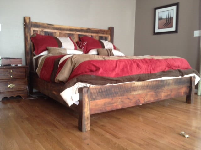 Rеclaimed Wood Bed Frame, Solid Oak Bed Frame, King Size Bed Frame, Bedroom Furniture, Farmhouse Bed Frame, Rustic Bed, Queen Bed Frame