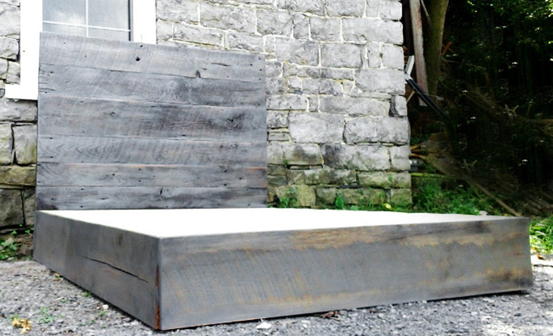 Wood Platform Bed, Barn Wood Bed, Reclaimed Wood Platform, King Platform Bed, Grey Wood Platform, Farmhouse Bed Platform