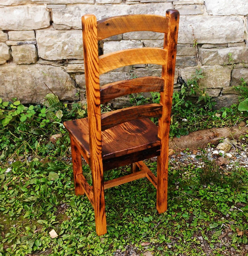 Dining Chair, Natural Wood, Country Kitchen Stool, Burnt Wood Dining Chair, Eco-Friendly Reclaimed Wood Chair, Barn Wood Chair, Oak Chair