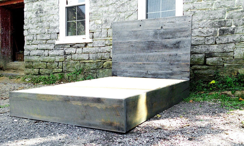 Wood Platform Bed, Barn Wood Bed, Reclaimed Wood Platform, King Platform Bed, Grey Wood Platform, Farmhouse Bed Platform