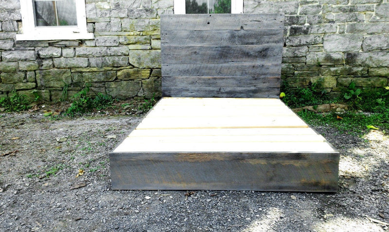 FREE SHIPPING, Wood Platform Bed, Barn Wood Bed, Reclaimed Wood Platform, King Platform Bed, Grey Wood Platform, Farmhouse Bed Platform