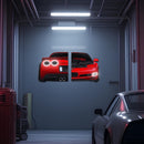 Large Two-Piece Sports Car Wall Art - Neon Racing Car Decor for Garage & Man Cave - Automotive Gift for Car Enthusiasts - Free Shipping