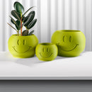 Happy Sprout Smiley Face Plant Pot with Drainage and Drip Tray – Cute Ghibli Decor Planter | Kawaii Hypebeast Pots for Plants | Cubicle & Classroom Decor