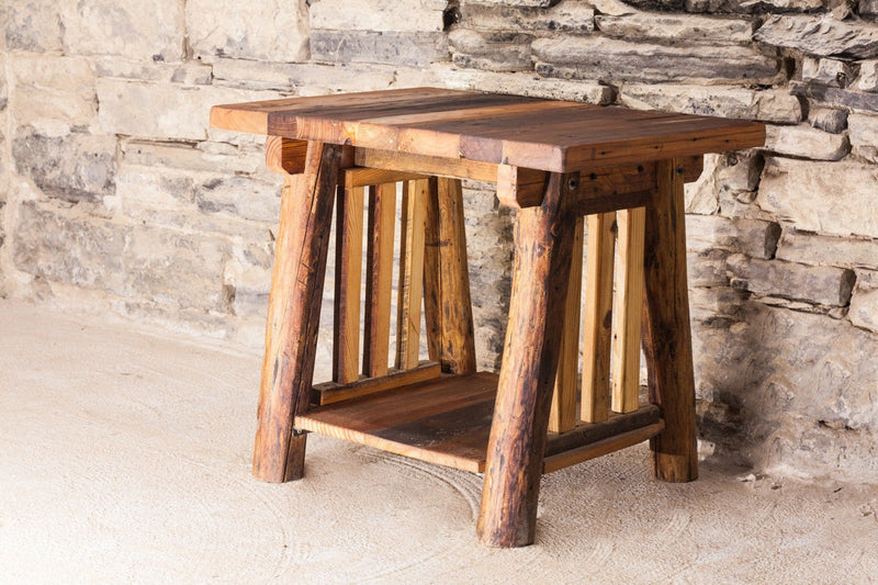 Reclaimed Wood End Table,  Log Furniture, Log End Table, Space-Saving Console Table, Wood Side Table, Log TV Stand, Rustic Coffee Table