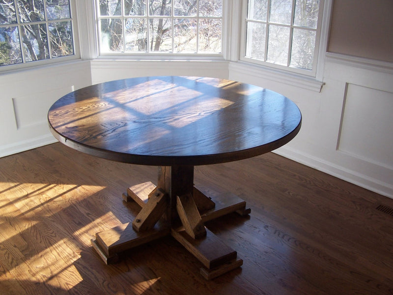 Round Dining Table, Pedestal Dining Table, Hardwood Table, Antique Dining Table, Farm Table, Oak Dining Table, Rustic Table, Nostalgic Decor