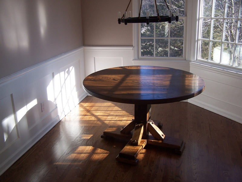 Round Dining Table, Pedestal Dining Table, Hardwood Table, Antique Dining Table, Farm Table, Oak Dining Table, Rustic Table, Nostalgic Decor