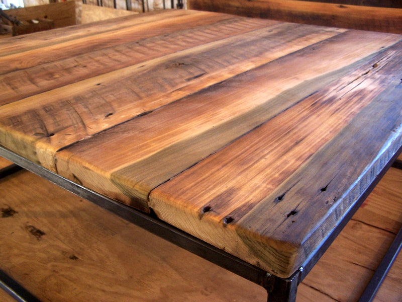 Square coffee table extra large - Wood coffee table rustic modern - Reclaimed wood coffee table