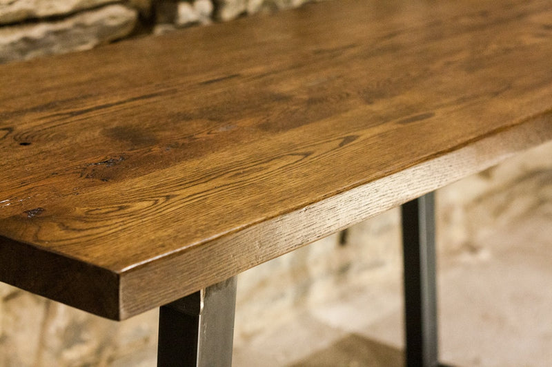 Reclaimed wood table - Dining table with industrial design - THE RAPPAHANNOCK - Wood trestle dining table / desk with metal legs