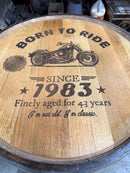Motorized Pop Up Bourbon Barrel Cabinet.  Remote control & LED lighting.  Works with Alexa and Google Home. Custom engraving available.