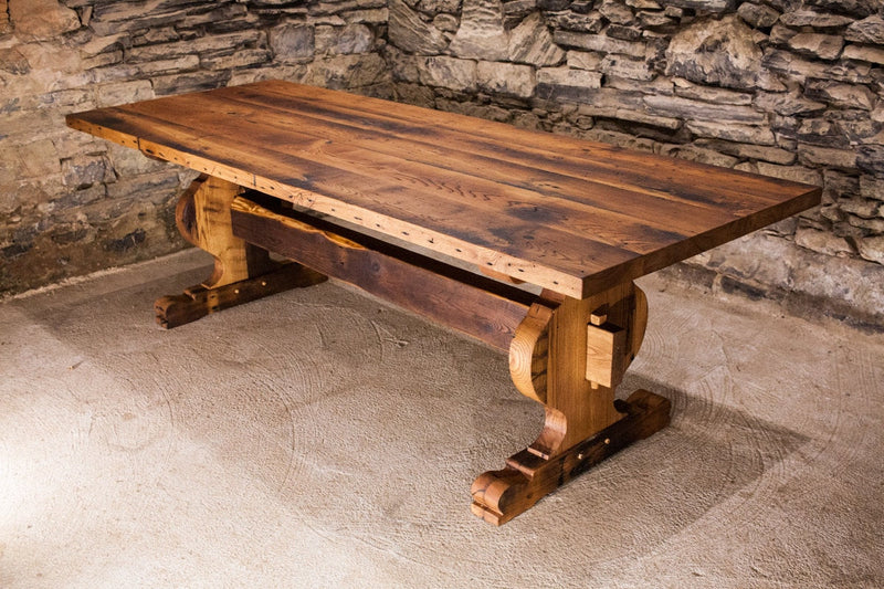 Trestle Table, Bavarian Trestle Dining Table, Barnwood Furniture, Reclaimed Wood Table, Wood Dining Table, Modern Farmhouse