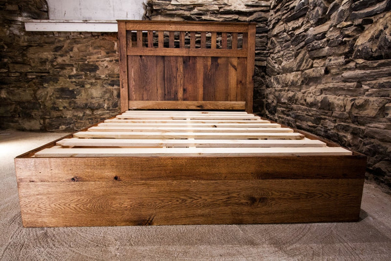 Mission Style Oak Bed With Drawers, King Size Platform Bed, Mission Furniture, Solid Hardwood Bed, Reclaimed Wood Platform Bed, Bed Frame