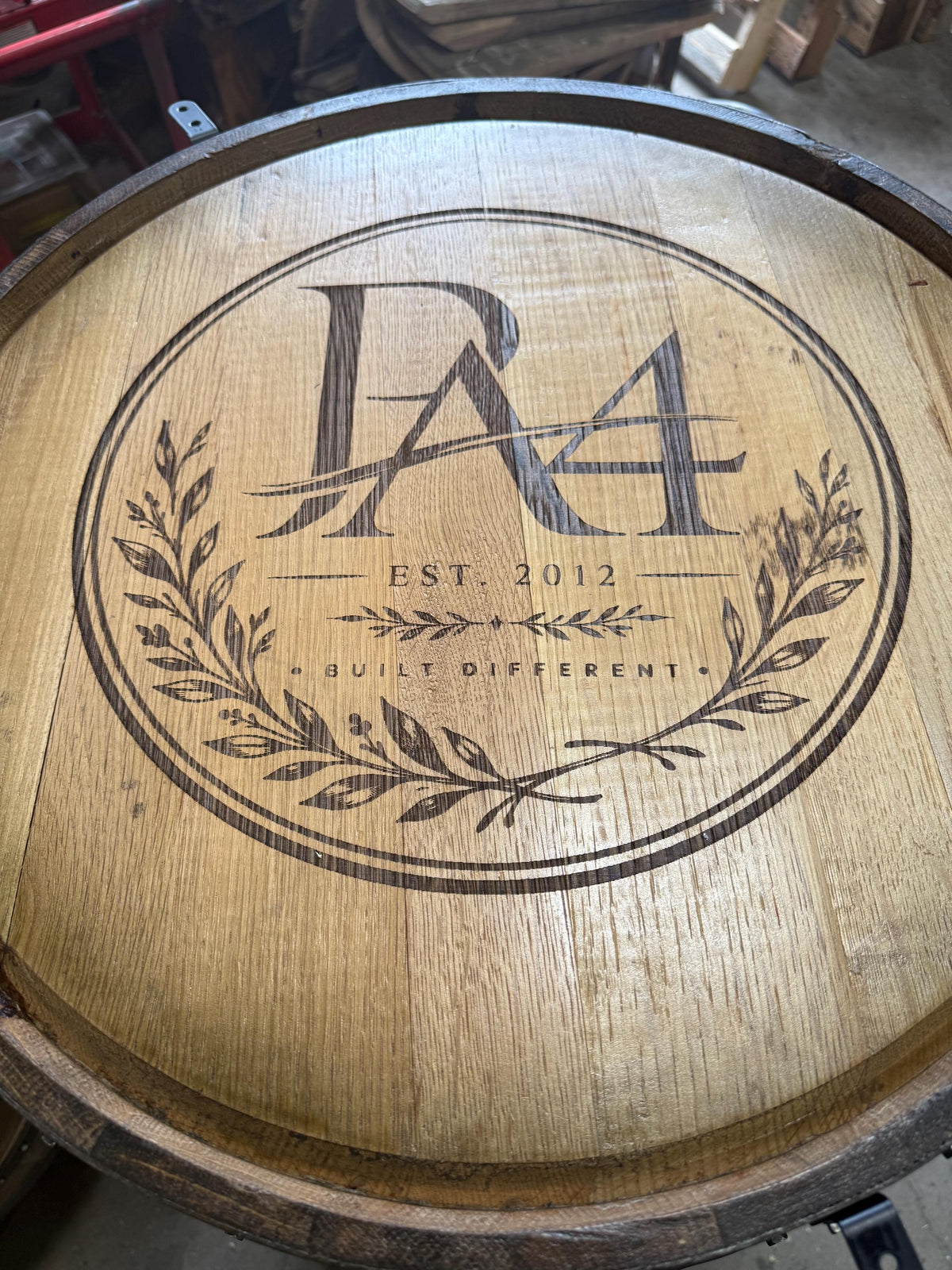 Motorized Pop Up Bourbon Barrel Cabinet.  Remote control & LED lighting.  Works with Alexa and Google Home. Custom engraving available., photo 20 of 20