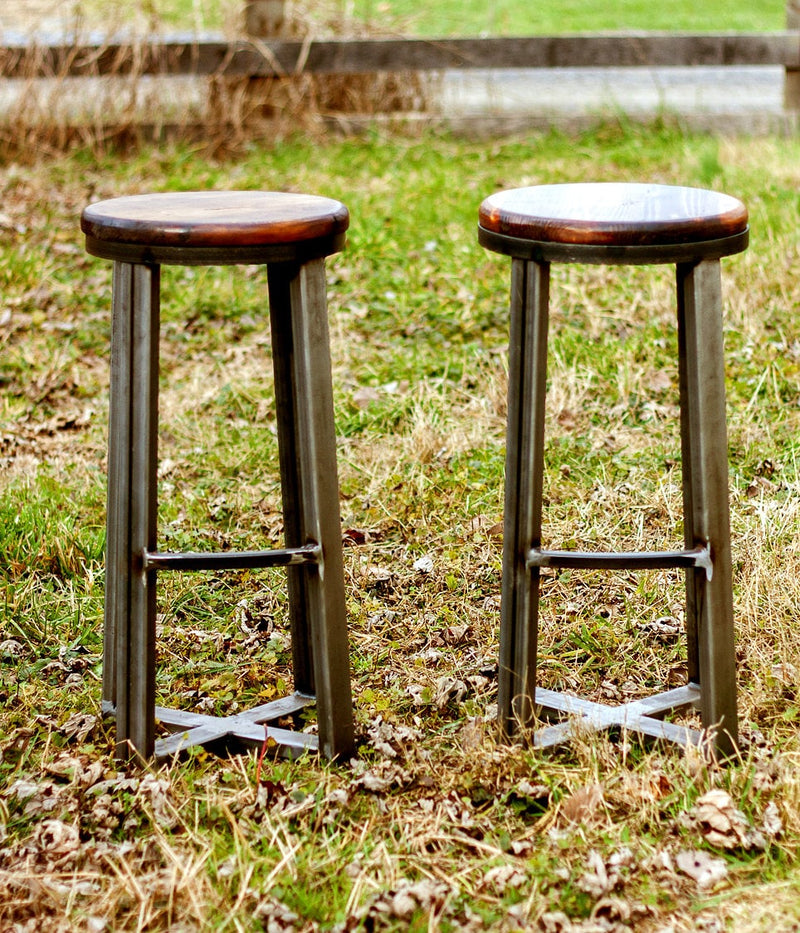 Free Shipping- THE SEATTLE- Counter stool modern with industrial design - Backless bar stool counter height - Reclaimed wood counter stool