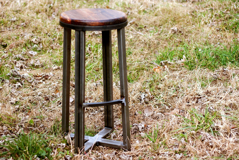 Free Shipping- THE SEATTLE- Counter stool modern with industrial design - Backless bar stool counter height - Reclaimed wood counter stool