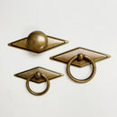 Rhombus "Ella" Antique Bronze Ring Drawer Pulls with Backplate