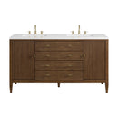 James Martin Myrrin 60" Double Bathroom Vanity, Mid-Century Walnut