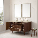 James Martin Amberly 60" Dual Mount Double Bathroom Vanity, Mid-Century Walnut