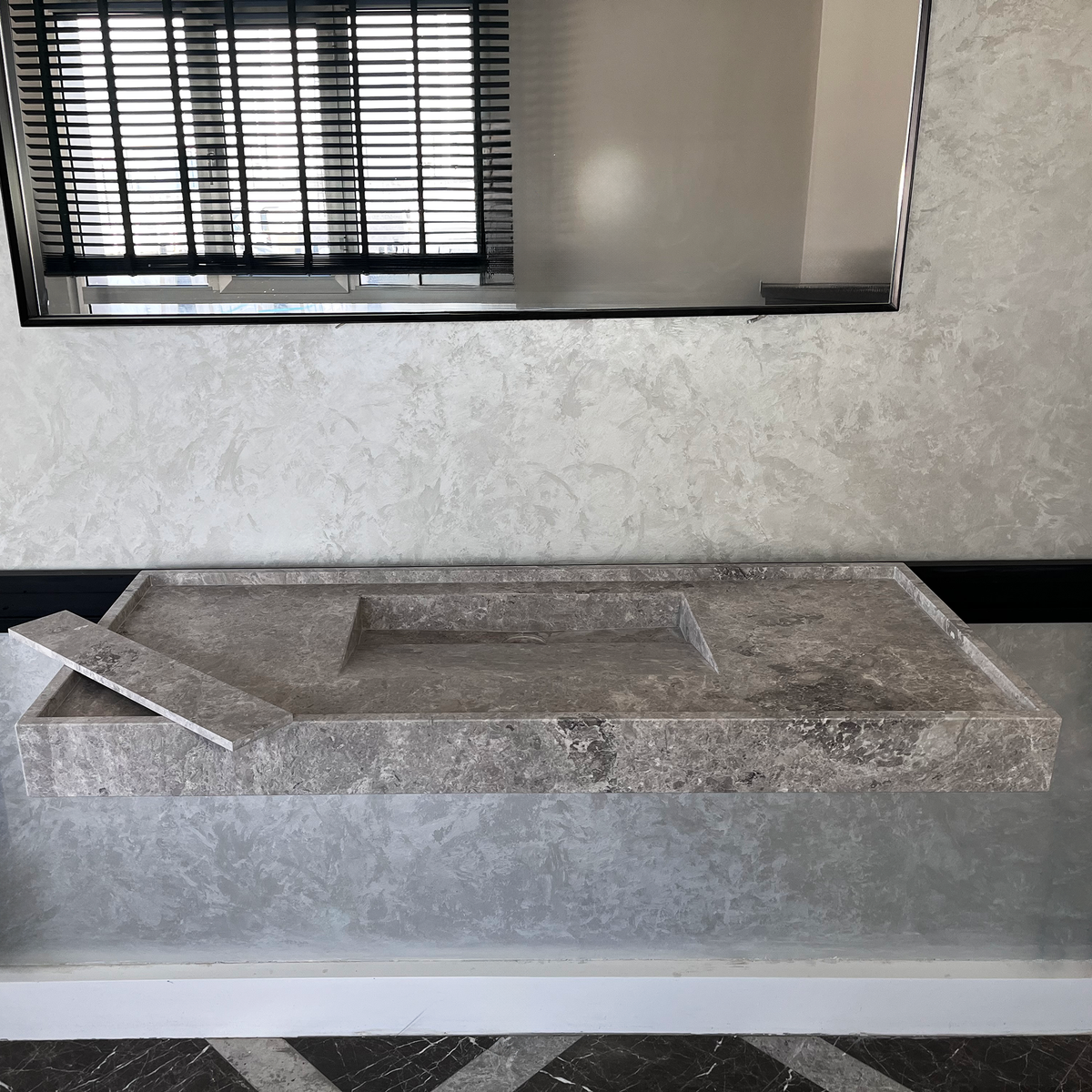Tundra Grey Marble Sink - Handcrafted Custom Luxury Bathroom, photo 6 of 10