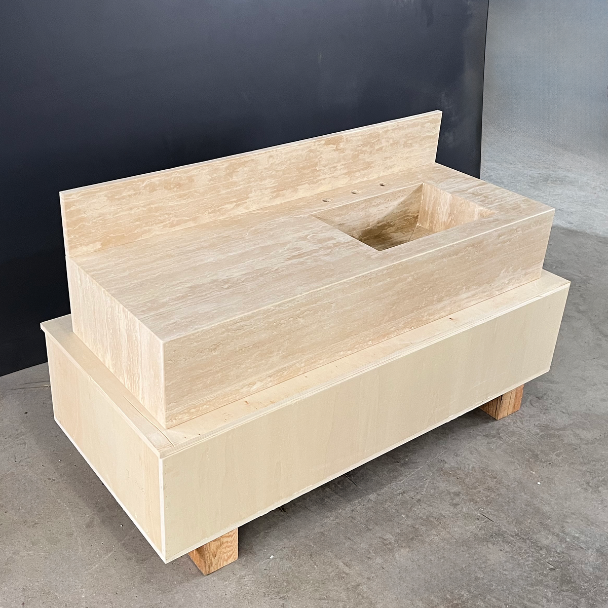 Handcrafted Beige Travertine Natural Stone Sink - Custom Artisan, photo 2 of 8